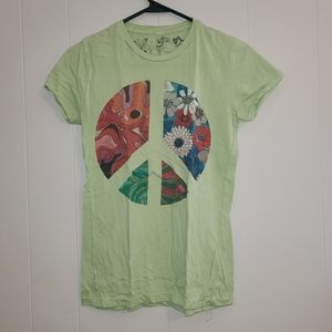 5/$10 Hippie peace sign green baby tee